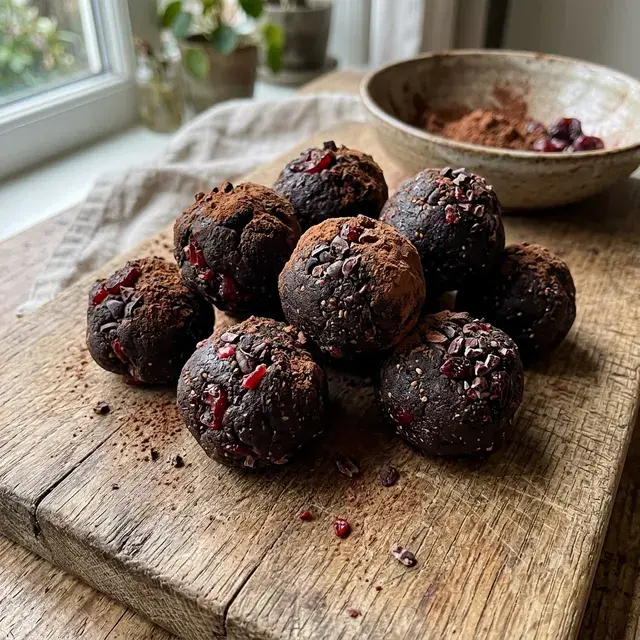 KI-generiertes Symbolbild: Vegane Kirsch-Kakao-Balls