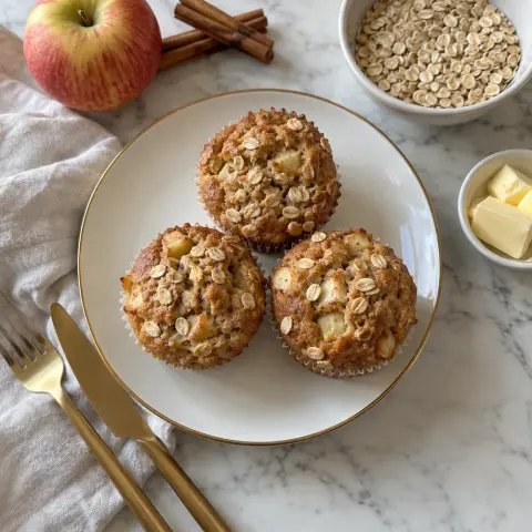 KI-generiertes Symbolbild: Rezept für Apfel-Zimt-Muffins aus dem Airfryer mit Haferflocken