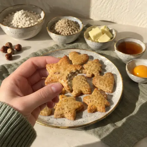 KI-generiertes Symbolbild: Rezept für Ausstech-Plätzchen aus dem Airfryer mit Dinkel und Ahornsirup