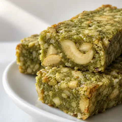 KI-generiertes Symbolbild: Rezept für Cashew-Matcha Energy Bars ohne Backen