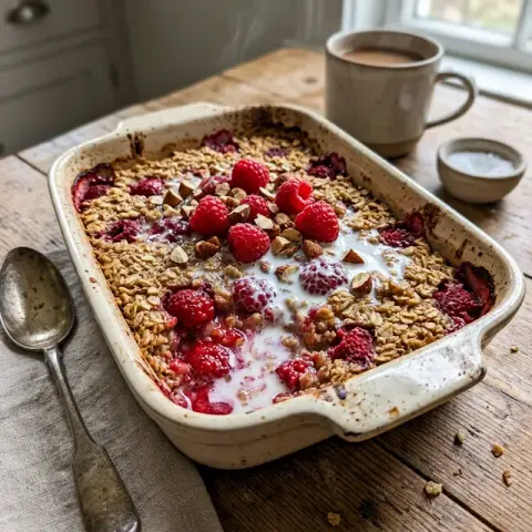 KI-generiertes Symbolbild: Rezept für Glutenfreies gebackenes Hafer-Porridge mit Beeren