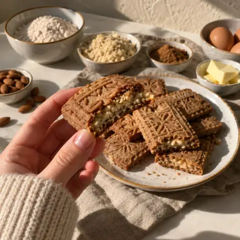 KI-generiertes Symbolbild: Rezept für Gefüllter Spekulatius mit Mandeln und Honig
