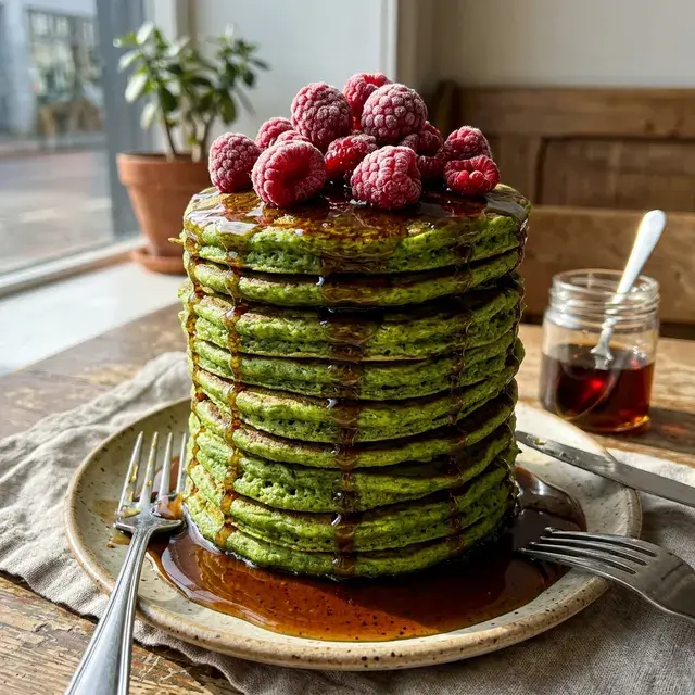 KI-generiertes Symbolbild: High-Protein Matcha-Pfannkuchen