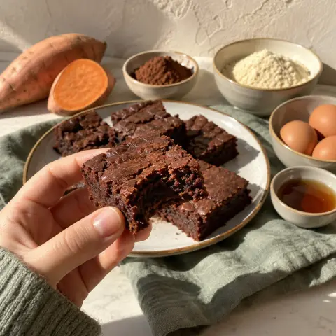 KI-generiertes Symbolbild: Rezept für Glutenfreie Süßkartoffel-Brownies mit Mandelmehl