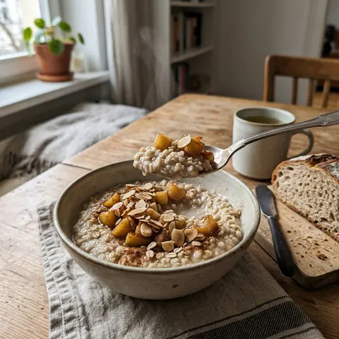 KI-generiertes Symbolbild: Rezept für Glutenfreies Apfel-Zimt-Porridge