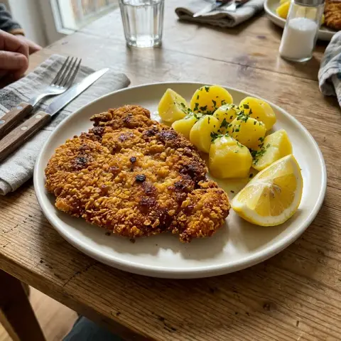 KI-generiertes Symbolbild: Rezept für Hähnchenschnitzel mit Maispanade