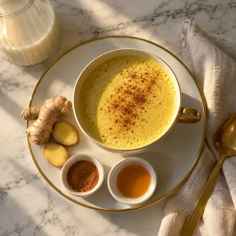 KI-generiertes Symbolbild: Rezept für Goldene Milch mit Kurkuma und Ingwer