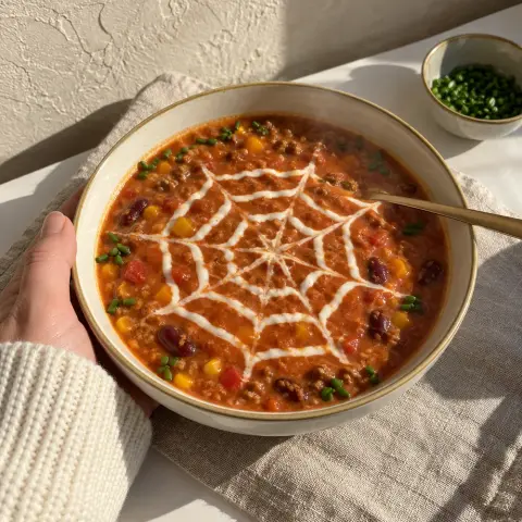 KI-generiertes Symbolbild: Rezept für Klassische Hexensuppe mit Rinderhack, Paprika und Schmand