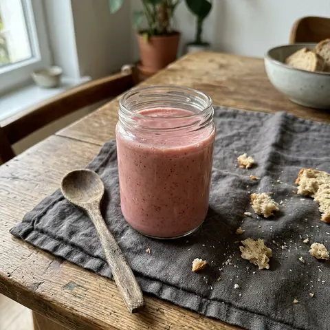KI-generiertes Symbolbild: Smoothies und High Protein Rezept für High Protein Erdbeer-Cashew-Smoothie