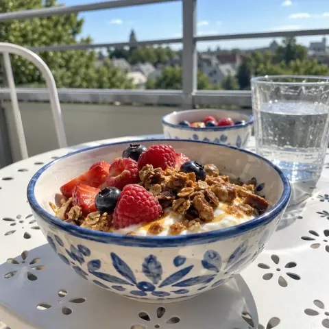 KI-generiertes Symbolbild: Rezept für Griechischer Joghurt mit Granola
