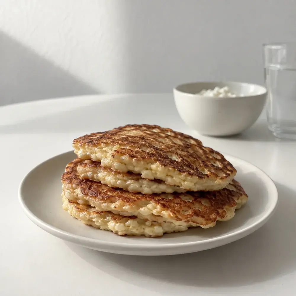 KI-generiertes Symbolbild: High-Protein Hüttenkäse-Pancakes zum Frühstück
