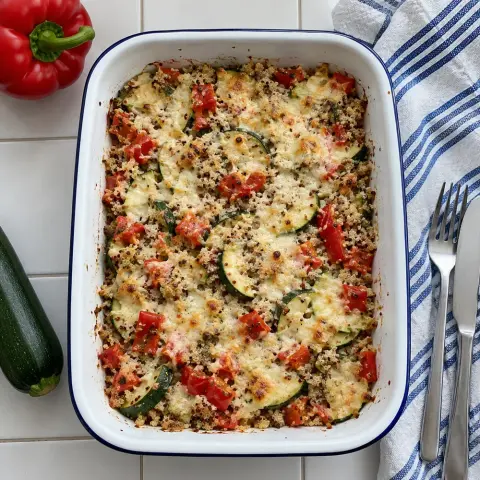 KI-generiertes Symbolbild: Rezept für High Protein Quinoa-Käse-Auflauf