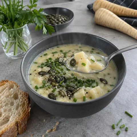 KI-generiertes Symbolbild: Rezept für Histaminarme Pastinakensuppe mit Kokosmilch
