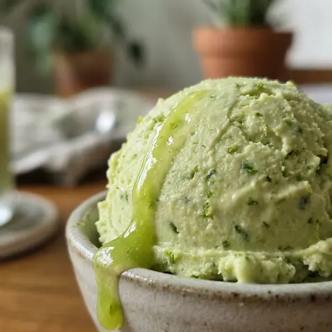 KI-generiertes Symbolbild: Rezept für Keto Avocado-Limetten-Eis