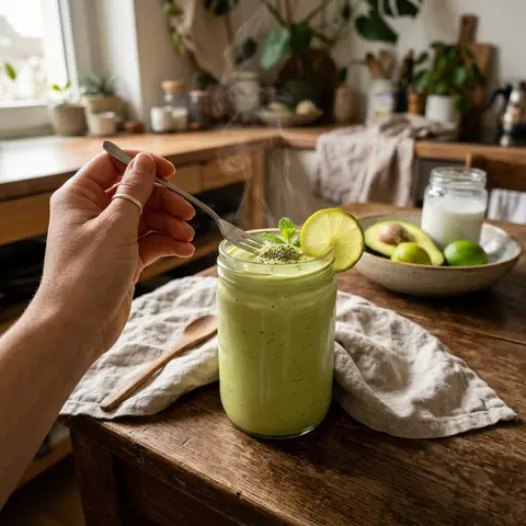 KI-generiertes Symbolbild: Keto und Vegan Rezept für Keto Avocado-Smoothie