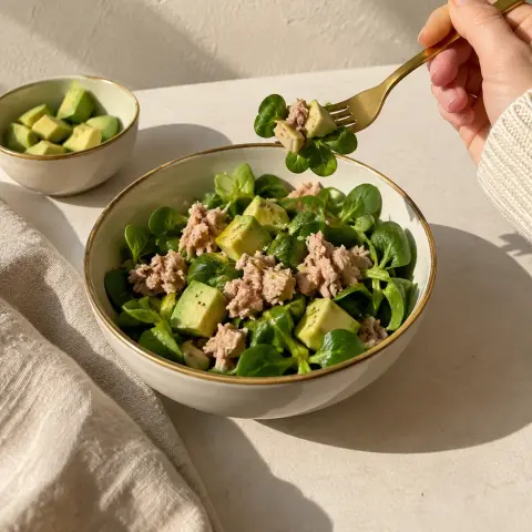 KI-generiertes Symbolbild: Rezept für Keto Thunfisch-Avocado-Bowl