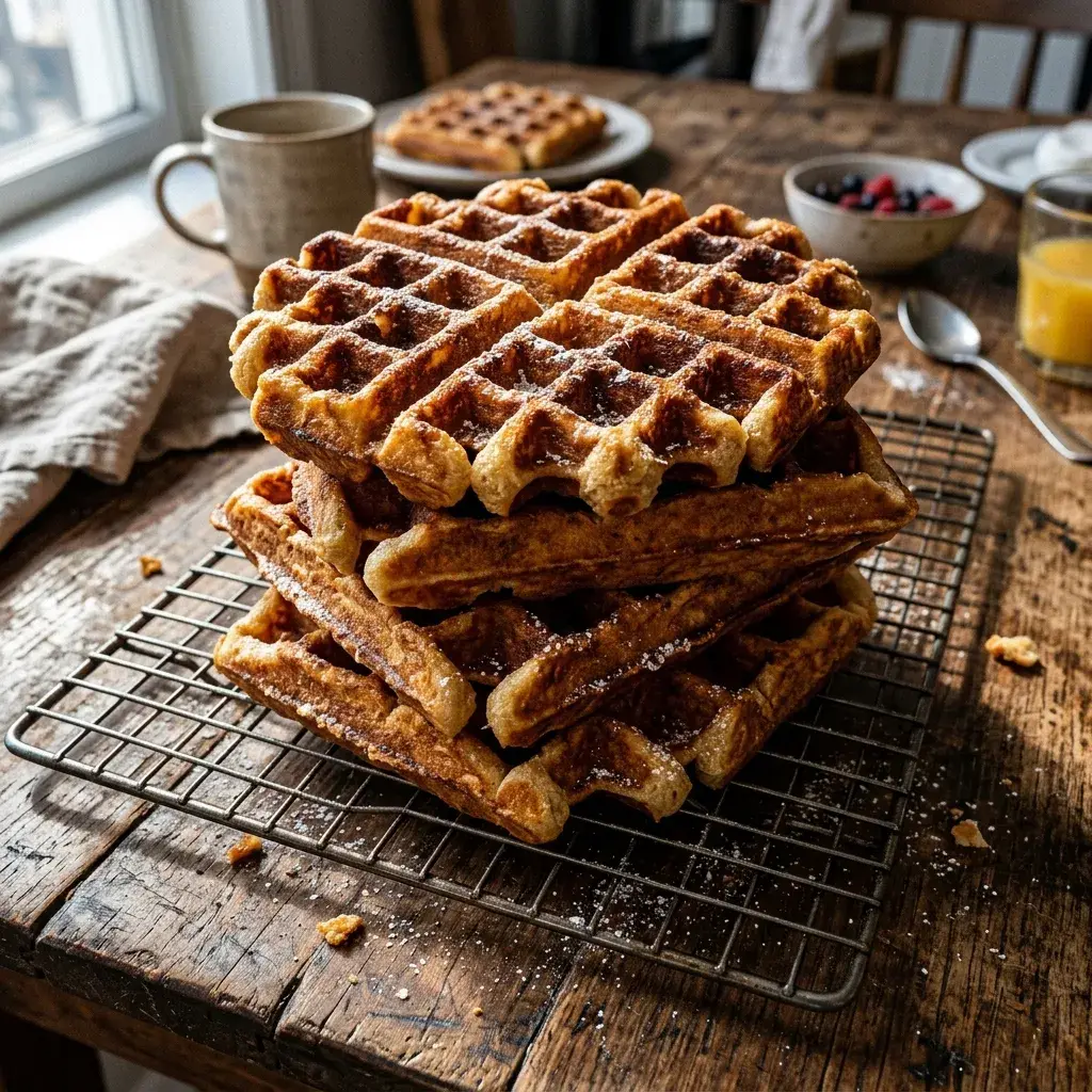 KI-generiertes Symbolbild: Low-Carb Mandel-Waffeln
