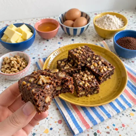 KI-generiertes Symbolbild: Rezept für Lebkuchen-Brownies mit Walnüssen und Honig