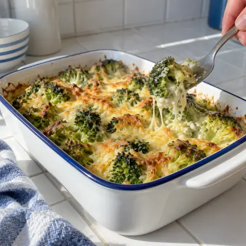 KI-generiertes Symbolbild: Rezept für Low-Carb Brokkoli-Käse-Auflauf