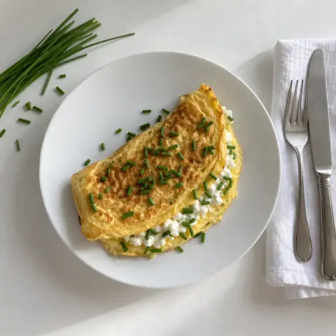 KI-generiertes Symbolbild: Rezept für Low-Carb Hüttenkäse-Omelett