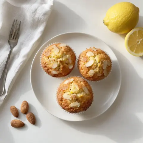 KI-generiertes Symbolbild: Rezept für Low-Carb Mandel-Zitronen-Muffins