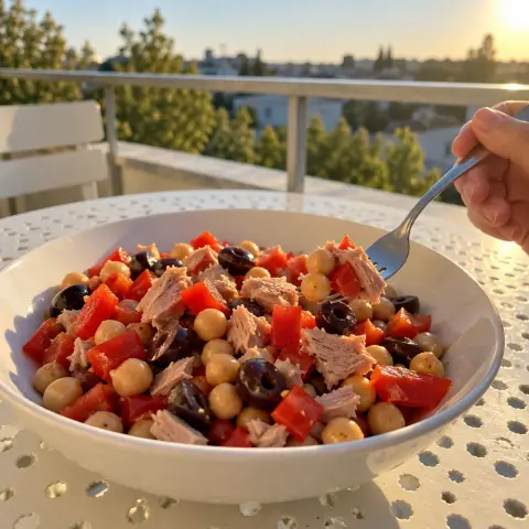 KI-generiertes Symbolbild: Rezept für Mediterraner Thunfisch-Kichererbsen-Salat