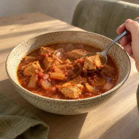 KI-generiertes Symbolbild: Rezept für Paprika-Hähnchen-Eintopf