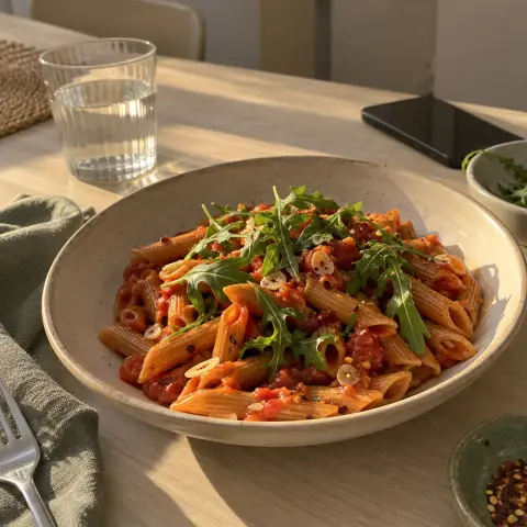 KI-generiertes Symbolbild: Rezept für Penne all’Arrabbiata