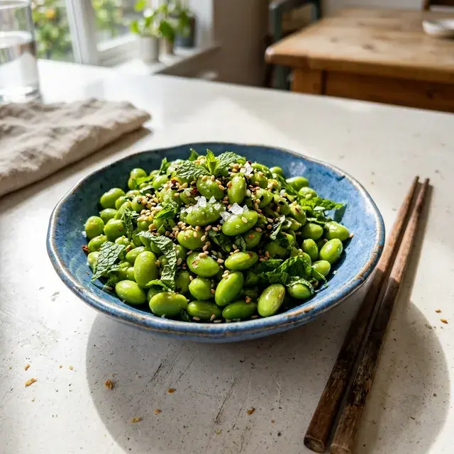 KI-generiertes Symbolbild: Edamame-Minz-Beilage