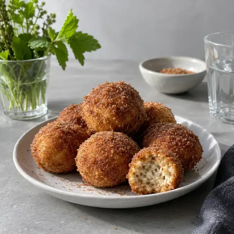 KI-generiertes Symbolbild: Rezept für Quarkbällchen aus dem Airfryer mit Buchweizen und Mandeln