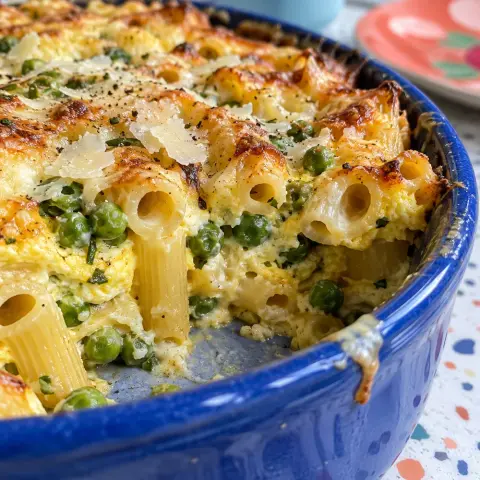 KI-generiertes Symbolbild: Rezept für Reste-Frittata mit Nudeln, Erbsen und Bergkäse