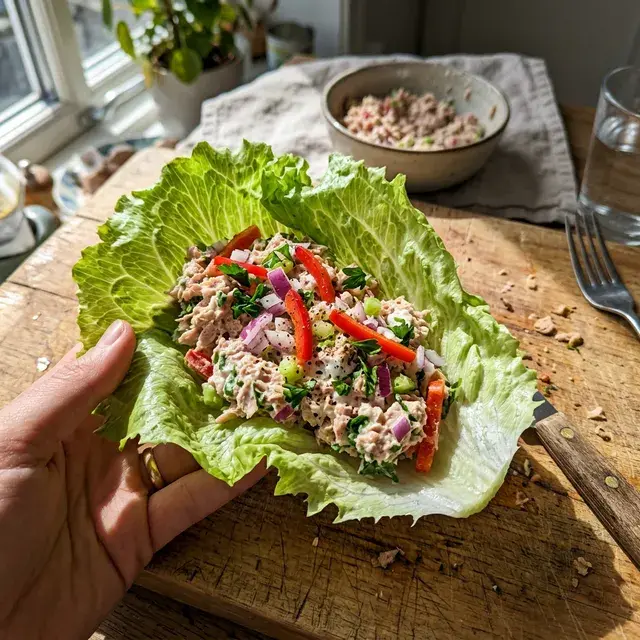 KI-generiertes Symbolbild: High-Protein Thunfisch-Salat-Wrap