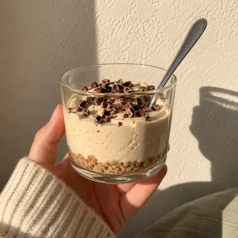 KI-generiertes Symbolbild: Rezept für Veganer Erdnuss-Mini-Cheesecake