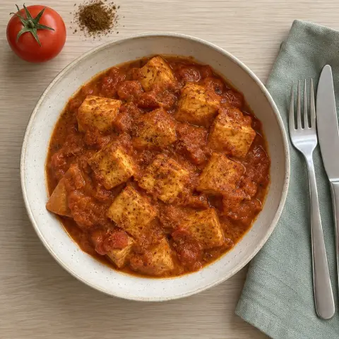 KI-generiertes Symbolbild: Rezept für Veganes Tofu-Tikka-Masala