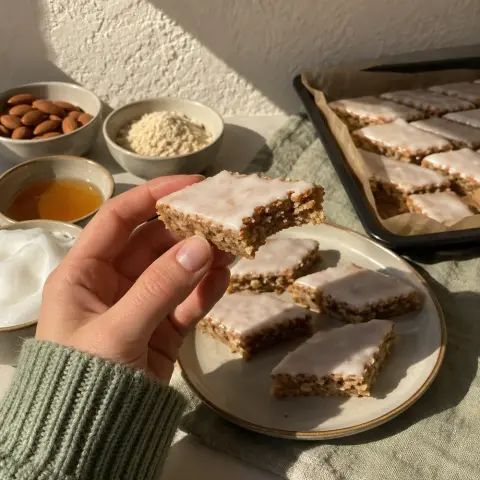 KI-generiertes Symbolbild: Rezept für Zimtstern-Schnitten vom Blech mit Mandeln