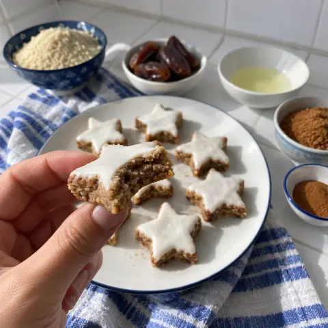 KI-generiertes Symbolbild: Rezept für Zimtsterne aus dem Airfryer mit Mandeln und Datteln