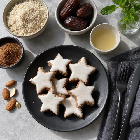 KI-generiertes Symbolbild: Rezept für Zimtsterne mit Aquafaba und Datteln