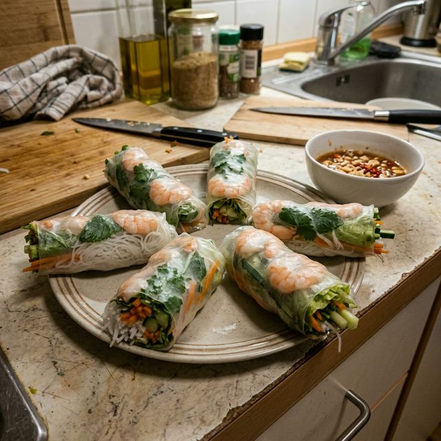 Vietnamese summer rolls with prawns