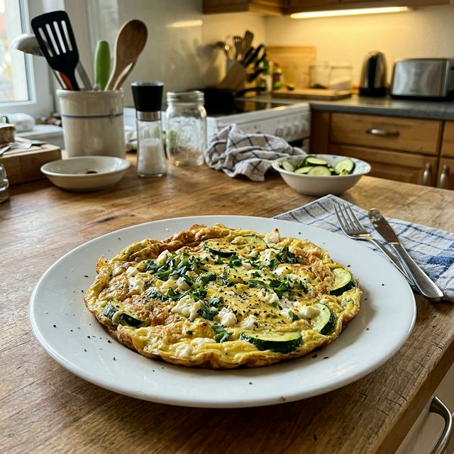 Keto creamy courgette and feta omelette