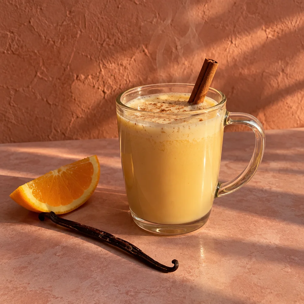 Alcohol-free egg punch with grape juice and vanilla