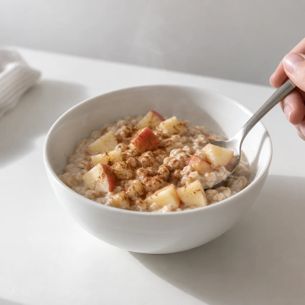 Fruity apple and cinnamon porridge