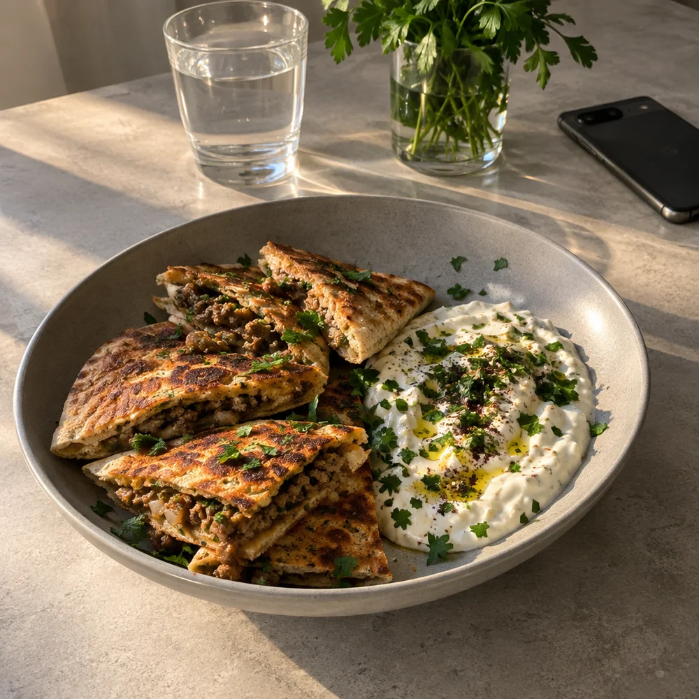 Air fryer arayes with lamb mince and tahini yoghurt
