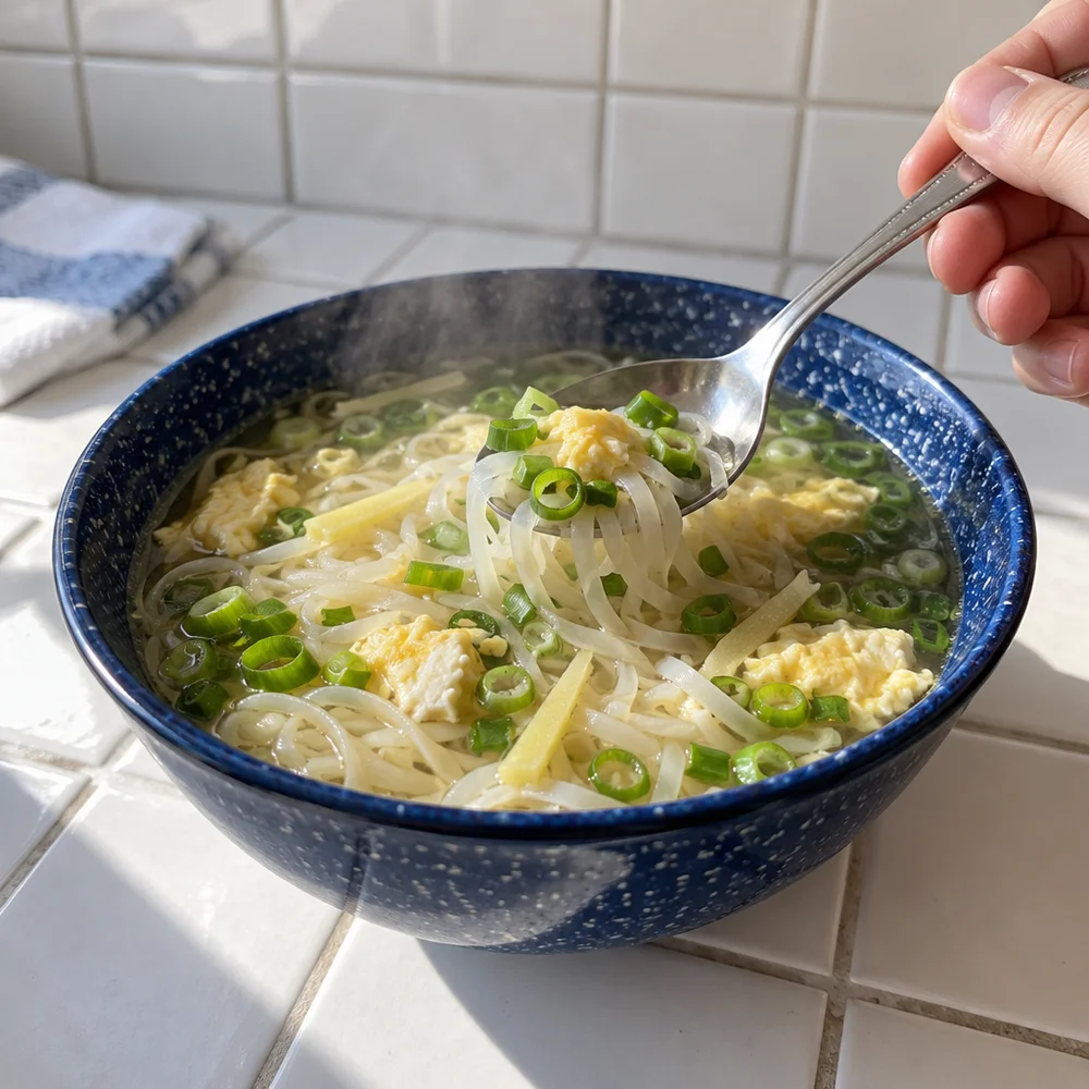 Asian rice noodle soup
