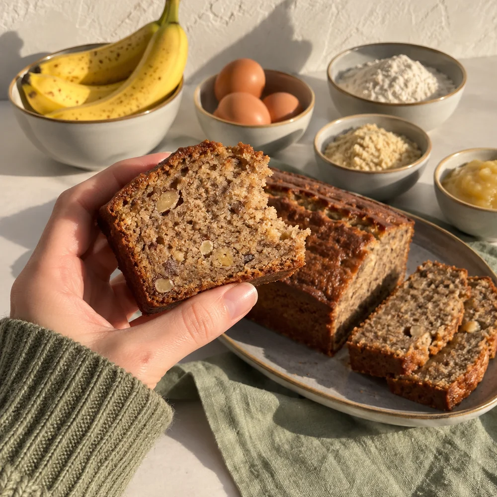 Banana bread with wholemeal spelt and almonds