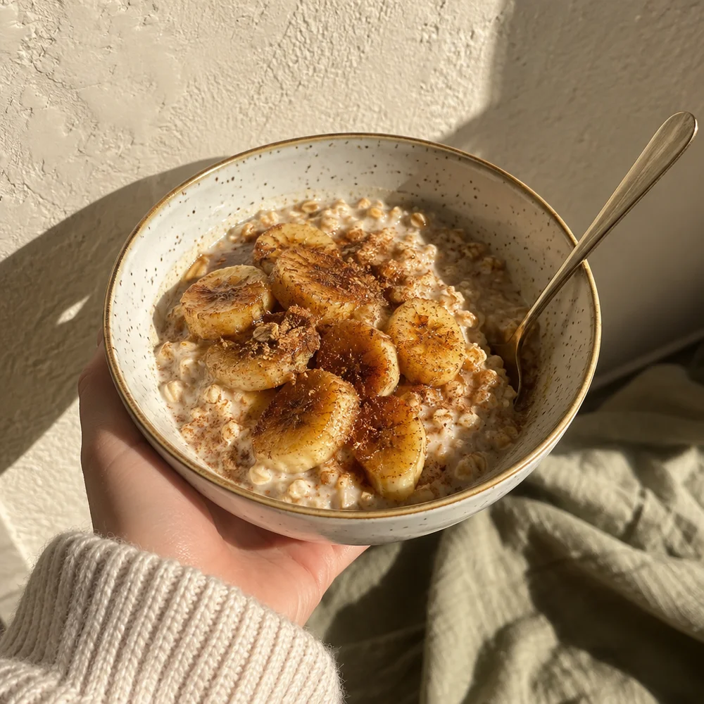Porridge with caramelised bananas