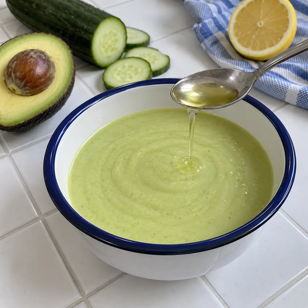 Vegan cucumber and avocado gazpacho