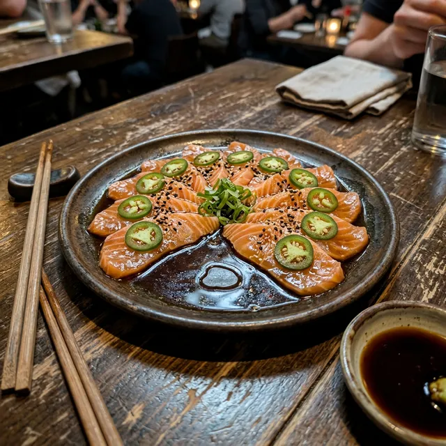 High-protein wild salmon sashimi with ponzu sauce