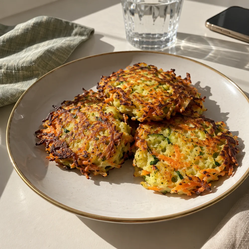 Bread-free courgette and carrot fritters
