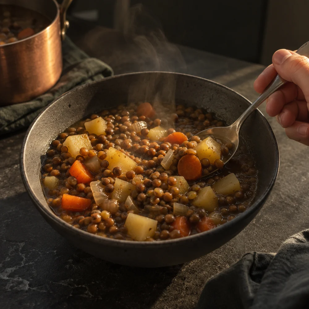 Budget lentil and potato stew