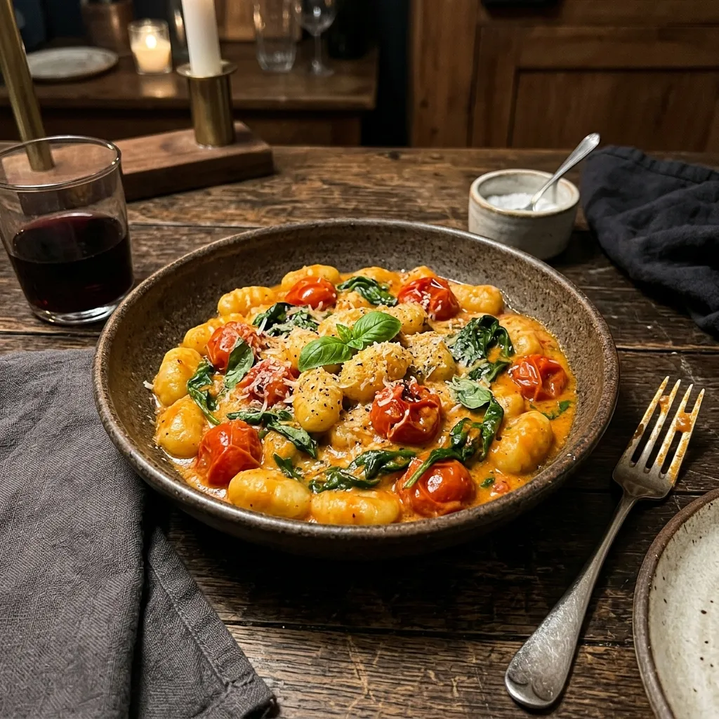 Bunte Gnocchi-Pfanne mit Spinat